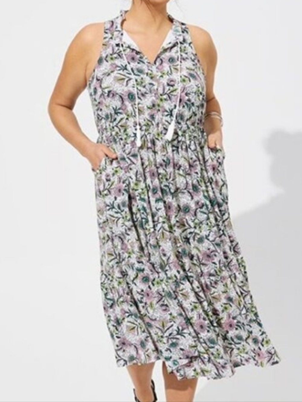 Torrid Midi Wash Gauze Tiered Dress